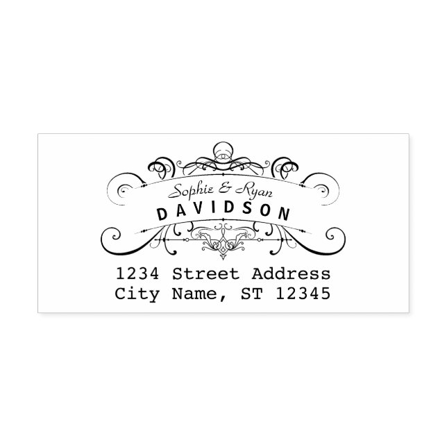 Tampon Auto-encreur Chic Ornamental Créez votre propre adresse de reto (Design)