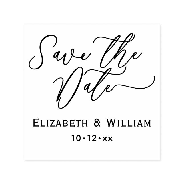 Tampon Auto-encreur Chic Save the Date Mariage Typographie #1 Nom Date (Design)