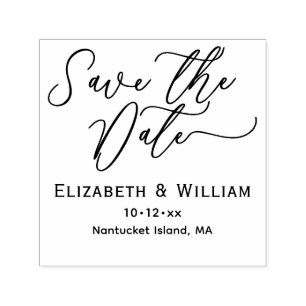 Tampon Auto-encreur Chic Save the Date Mariage Typographie #1 Nom Date