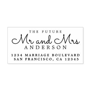 Tampon Auto-encreur Chic Script Future M. Mme Mariage Adresse de retou