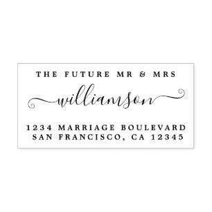 Tampon Auto-encreur Chic Script Future M. Mme Mariage Adresse de retou