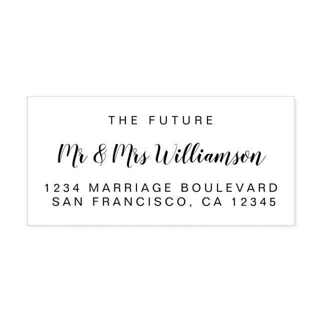 Tampon Auto-encreur Chic Script Future M. Mme Mariage Adresse de retou (Design)