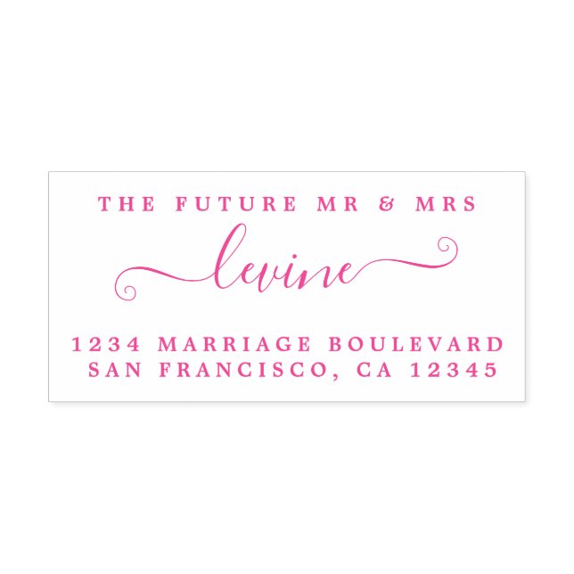 Tampon Auto-encreur Chic Script Future M. Mme Mariage Adresse de retou (Design)