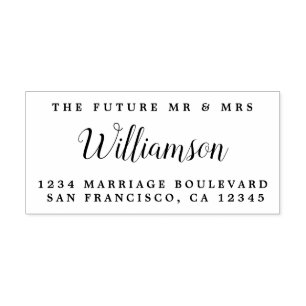 Tampon Auto-encreur Chic Script Future M. Mme Mariage Adresse de retou