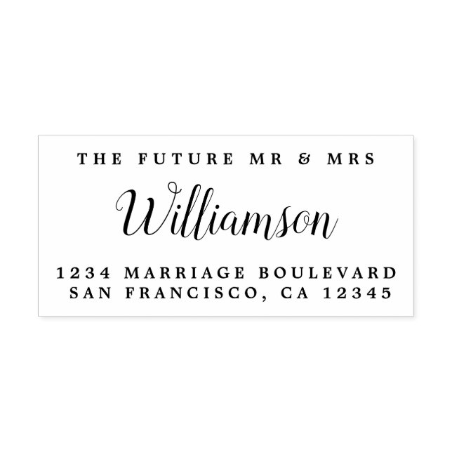 Tampon Auto-encreur Chic Script Future M. Mme Mariage Adresse de retou (Design)