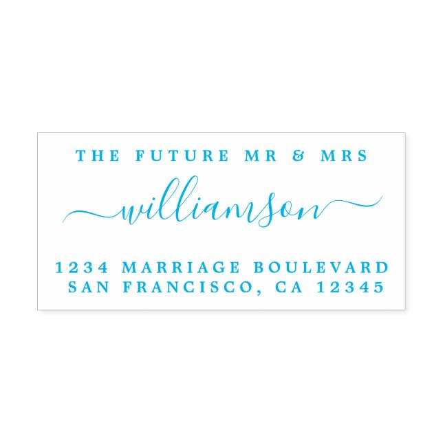 Tampon Auto-encreur Chic Script Future M. Mme Mariage Adresse de retou (Design)