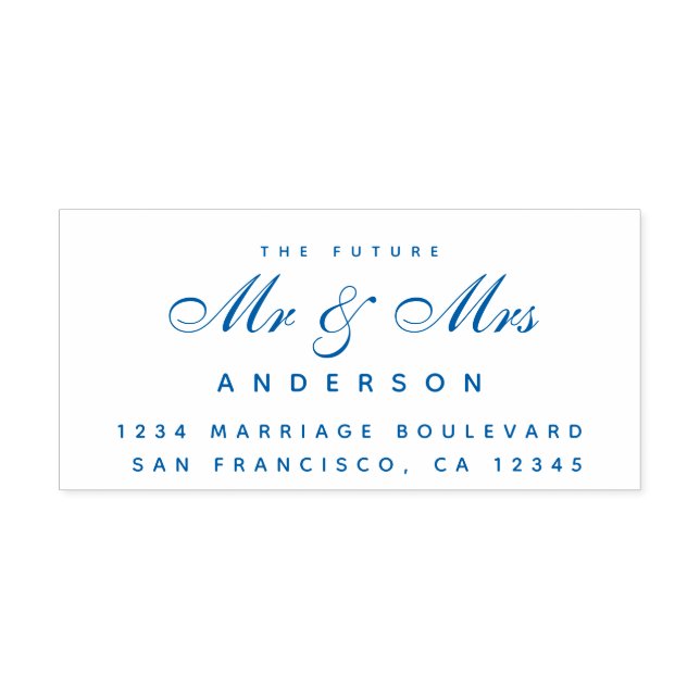 Tampon Auto-encreur Chic Script Future M. Mme Mariage Adresse de retou (Design)