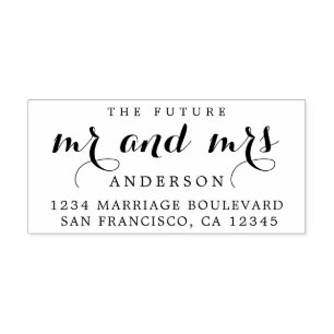 Tampon Auto-encreur Chic Script Future M. Mme Mariage Adresse de retou