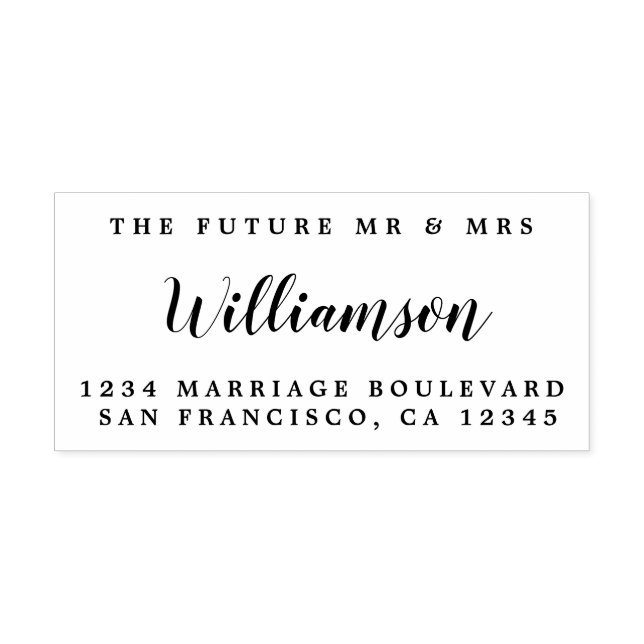 Tampon Auto-encreur Chic Script Future M. Mme Mariage Adresse de retou (Design)