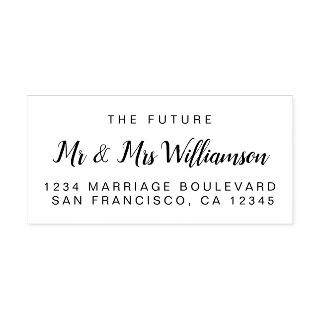 Tampon Auto-encreur Chic Script Future M. Mme Mariage Adresse de retou (Design)