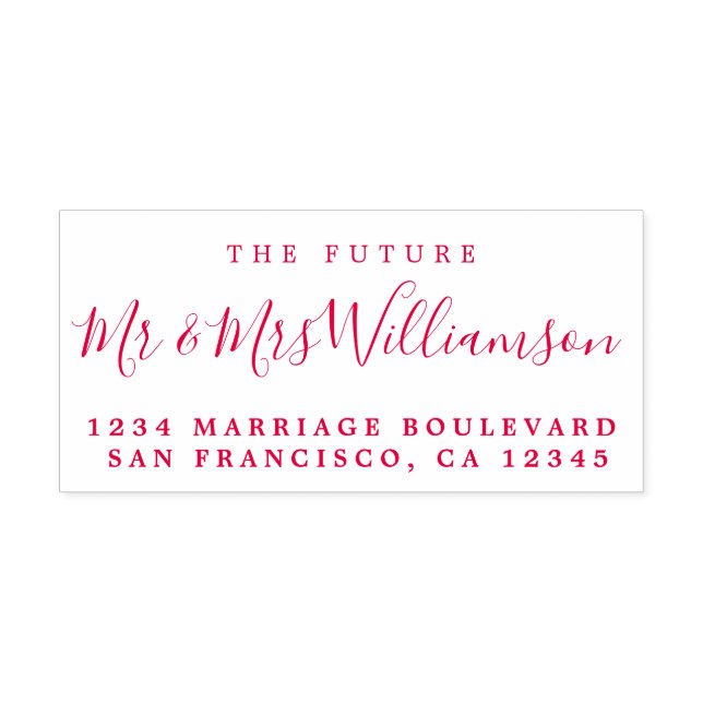 Tampon Auto-encreur Chic Script Future M. Mme Mariage Adresse de retou (Design)