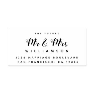 Tampon Auto-encreur Chic Script Future M. Mme Mariage Adresse de retou