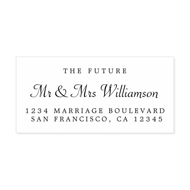 Tampon Auto-encreur Chic Script Future M. Mme Mariage Adresse de retou (Design)
