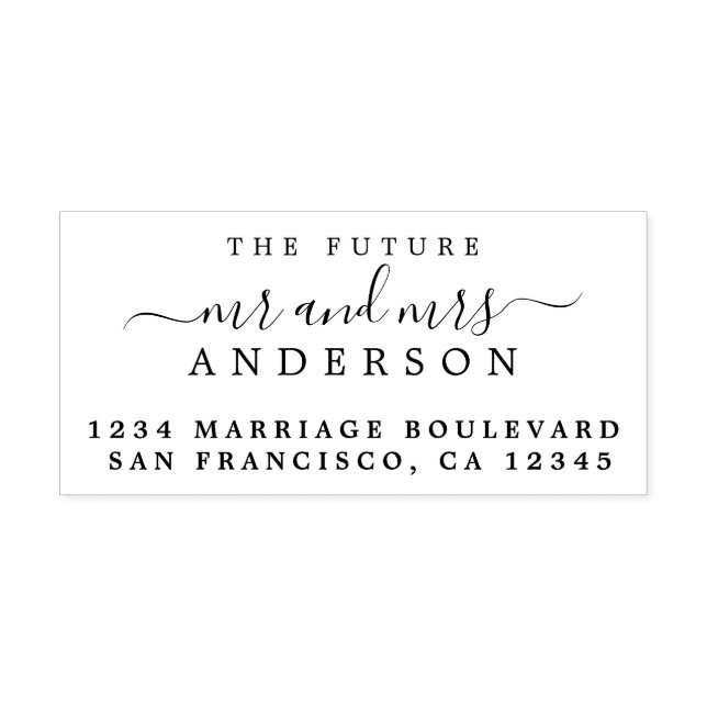 Tampon Auto-encreur Chic Script Future M. Mme Mariage Adresse de retou (Design)