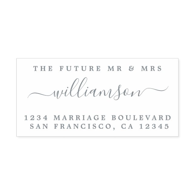 Tampon Auto-encreur Chic Script Future M. Mme Mariage Adresse de retou (Design)