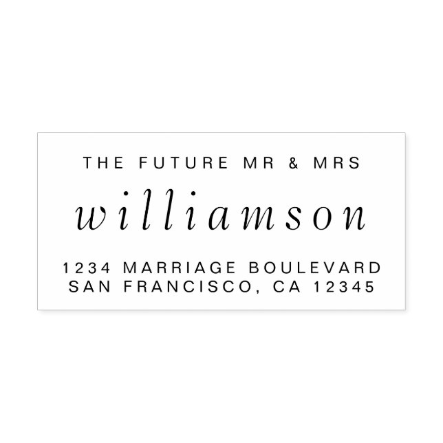 Tampon Auto-encreur Chic Script Future M. Mme Mariage Adresse de retou (Design)