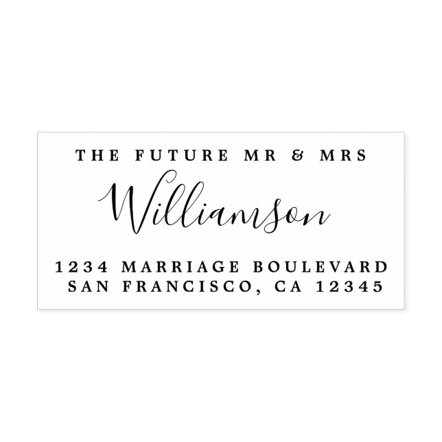 Tampon Auto-encreur Chic Script Future M. Mme Mariage Adresse de retou (Design)