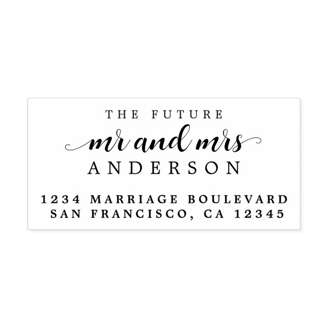 Tampon Auto-encreur Chic Script Future M. Mme Mariage Adresse de retou (Design)