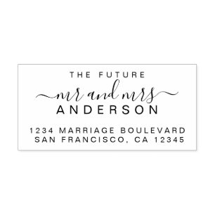 Tampon Auto-encreur Chic Script Future M. Mme Mariage Adresse de retou