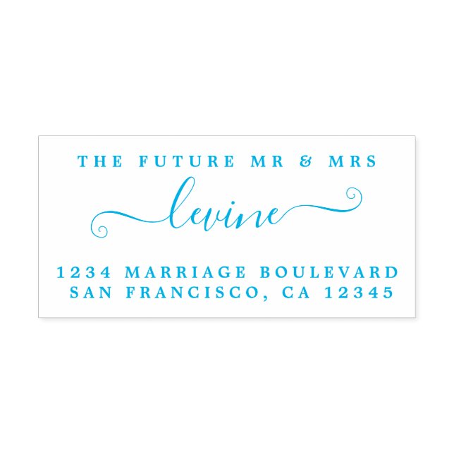Tampon Auto-encreur Chic Script Future M. Mme Mariage Adresse de retou (Design)