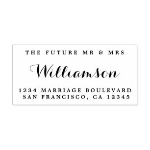 Tampon Auto-encreur Chic Script Future M. Mme Mariage Adresse de retou