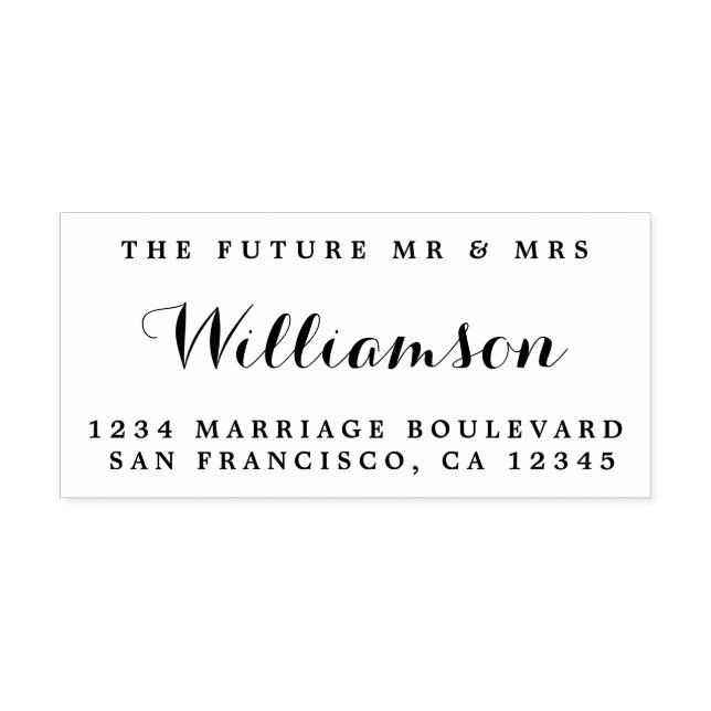 Tampon Auto-encreur Chic Script Future M. Mme Mariage Adresse de retou (Design)