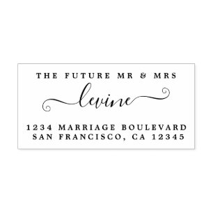 Tampon Auto-encreur Chic Script Future M. Mme Mariage Adresse de retou