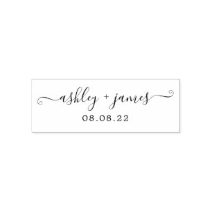 Tampon Auto-encreur Chic Script Names Wedding Date