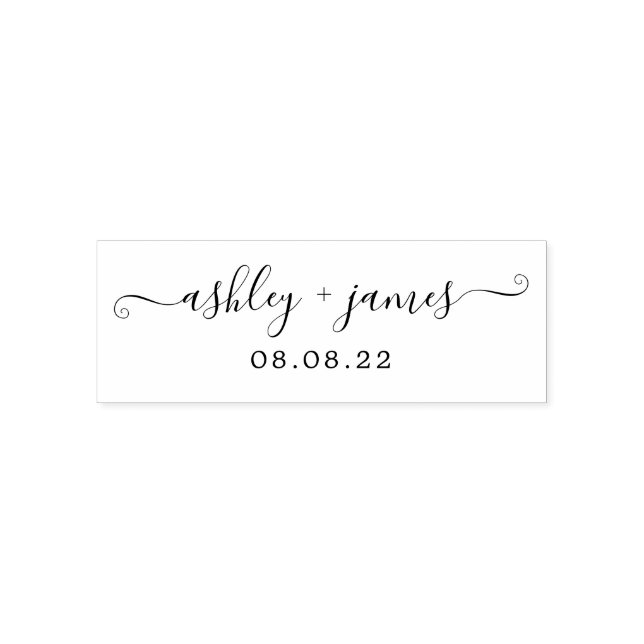 Tampon Auto-encreur Chic Script Names Wedding Date (Design)