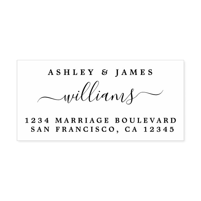 Tampon Auto-encreur Chic Script Noms Nouveau Nom de famille Adresse de (Design)