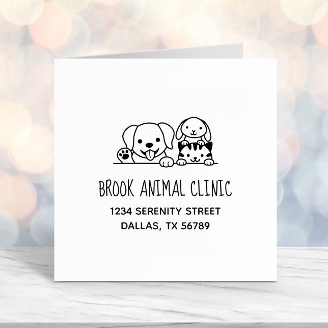 Tampon Auto-encreur Chien Chat Rabbit vétérinaire Animal Clinique Adre (Créateur téléchargé)