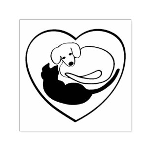 Tampon Auto-encreur Chien et chat / Chiot et Kitty Heart