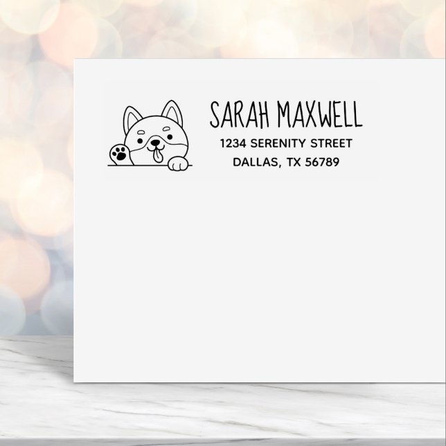 Tampon Auto-encreur Chien joyeux Shiba Inu Adresse de l'animal (Créateur téléchargé)