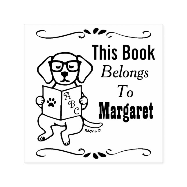 Tampon Auto-encreur Chien labrador, Appartient à, Bibliothèque, Étique (Design)