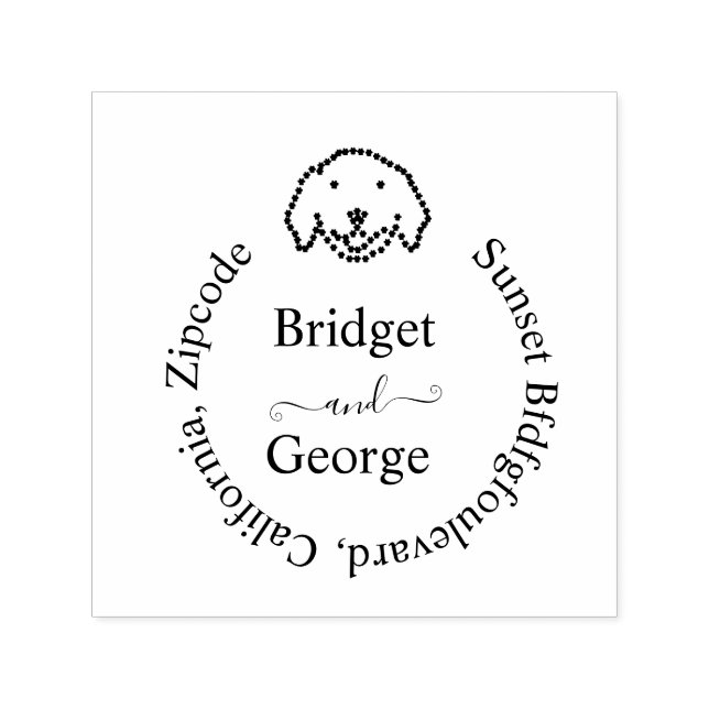 Tampon Auto-encreur chien mignon & rond adresse de retour noir (Design)