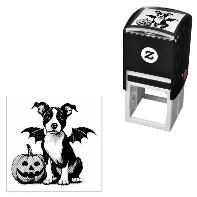 Tampon Auto-encreur Chiens de Halloween (En situation)