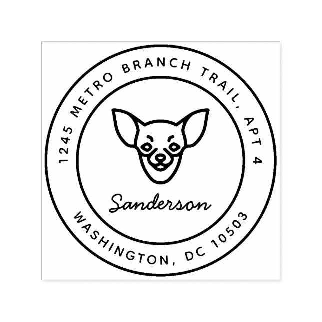 Tampon Auto-encreur Chihuahua Chien de retour Adresse Timbre auto-allu (Design)