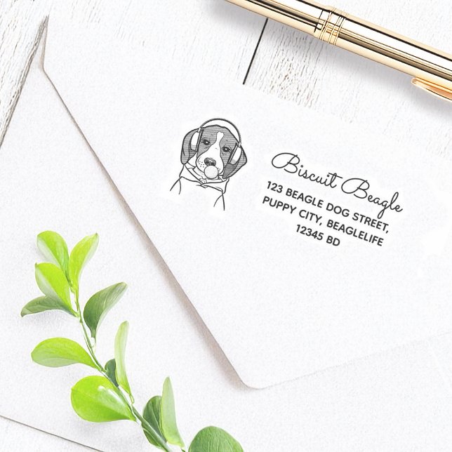 Tampon Auto-encreur Chilling Dog Cute Funky Beagle Adresse de retour (Créateur téléchargé)