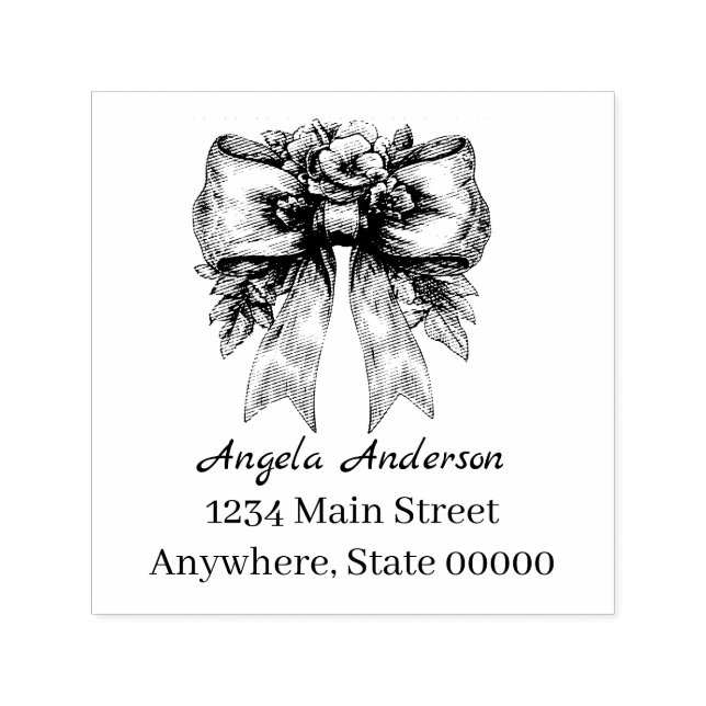 Tampon Auto-encreur Chinoiserie Bow Adresse de retour (Design)