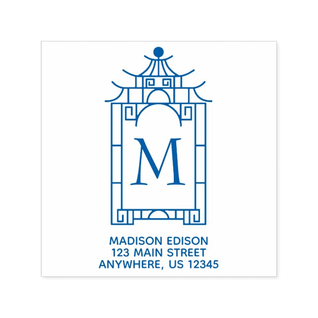 Tampon Auto-encreur Chinoiserie Pagoda Adresse auto-encre Timbre (Design)