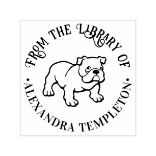 Tampon Auto-encreur Chiots Bouledogue Anglais « De la bibliothèque de