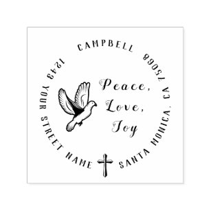 Tampon Auto-encreur Christian Family Return Adresse Peace Love Joy