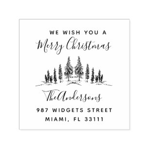 Tampon Auto-encreur Christmas Holiday Pine tree Russe Adresse de retou