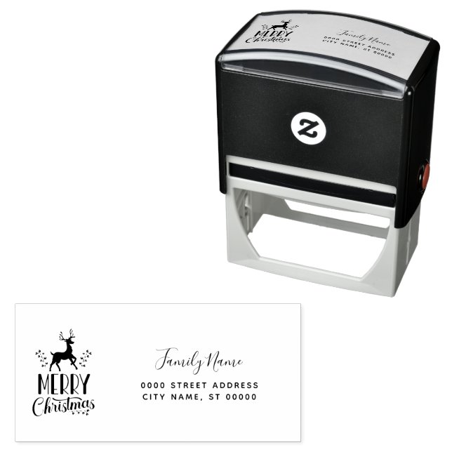 Tampon Auto-encreur Christmas Return Address Self-inking Stamp (En situation)