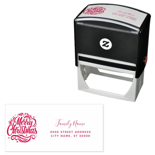 Tampon Auto-encreur Christmas Return Address Self-inking Stamp (En situation)