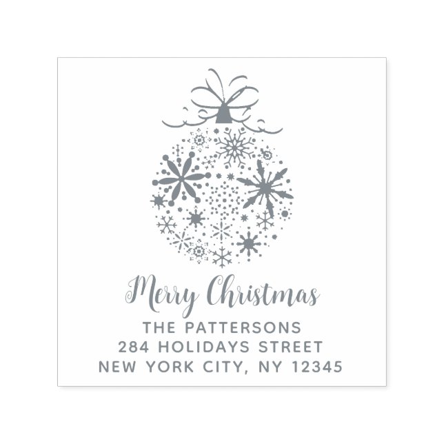 Tampon Auto-encreur Christmas Snowflake Bauble Nom Adresse de retour (Design)