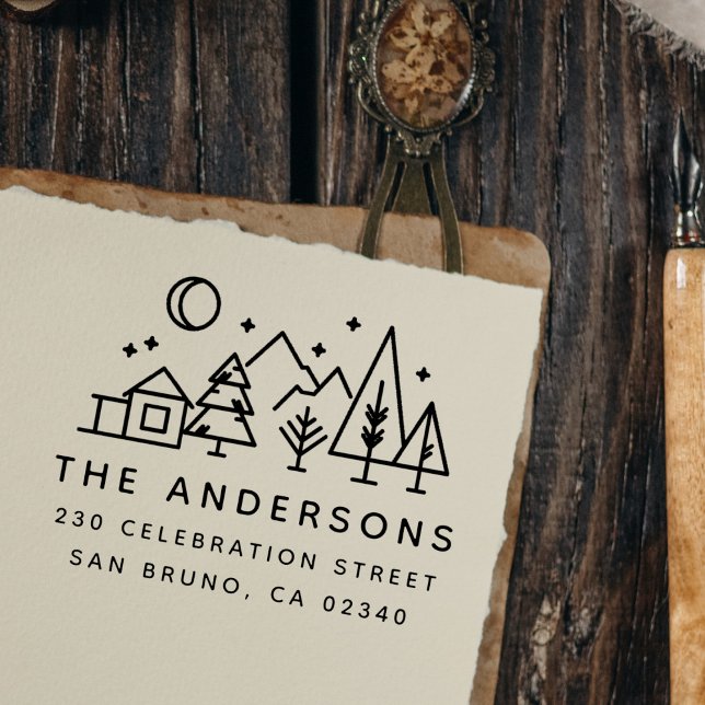 Tampon Auto-encreur Ciel de nuit en plein air Scène moderne Adresse de (Créateur téléchargé)