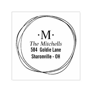 Tampon Auto-encreur Circles modernes Adresse monographie de couronne d