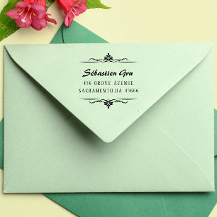 Tampon Auto-encreur Circulaire de feuillage de Laurel Rustique mignonn