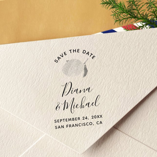 Tampon Auto-encreur Citron ENREGISTRER LA DATE Calligraphie (Créateur téléchargé)